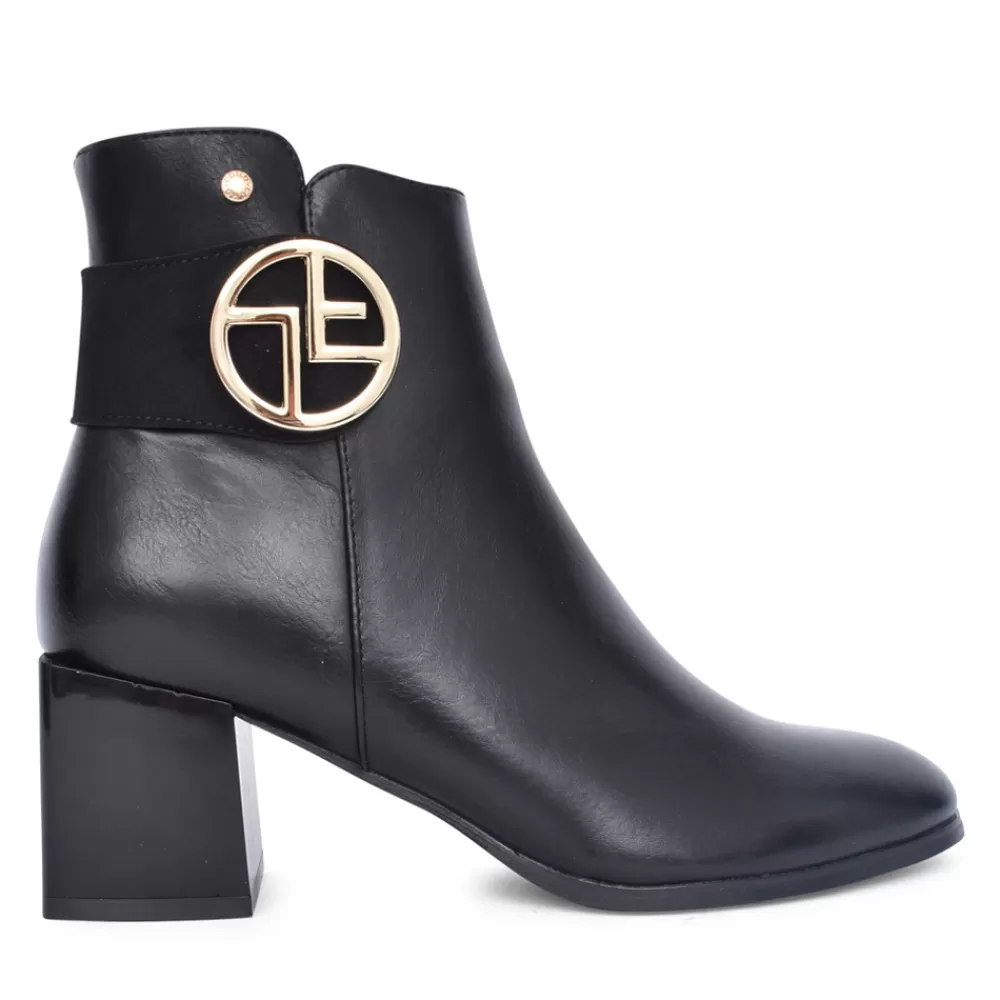 Ladies PATRIZIO COMO Ladies Crissier Medium Heel Ankle Boot In Black