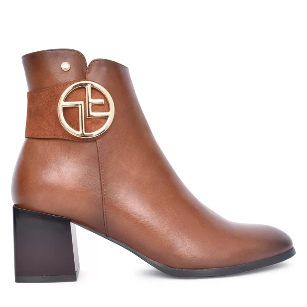 Ladies PATRIZIO COMO Ladies Crissier Medium Heel Ankle Boot In Caramel