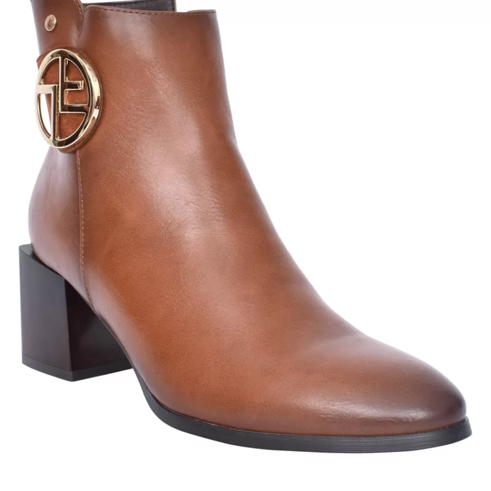 Ladies PATRIZIO COMO Ladies Crissier Medium Heel Ankle Boot In Caramel
