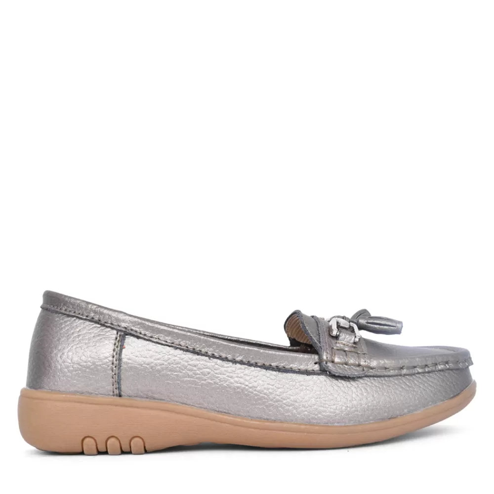 Ladies JO & JOE Ladies Cruise Wide Fitting Slip-On Shoe In Metallic