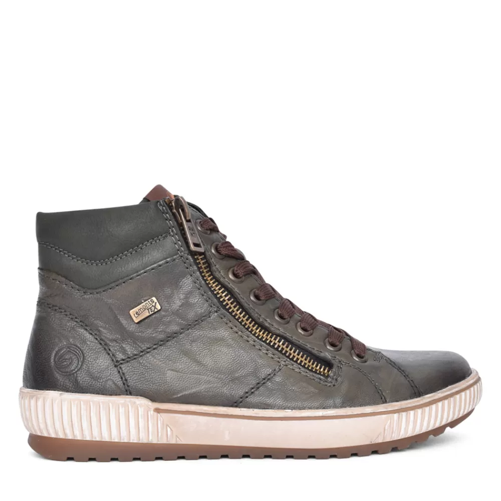 Ladies REMONTE Ladies D0772 Tex Laced Ankle Boot In Green
