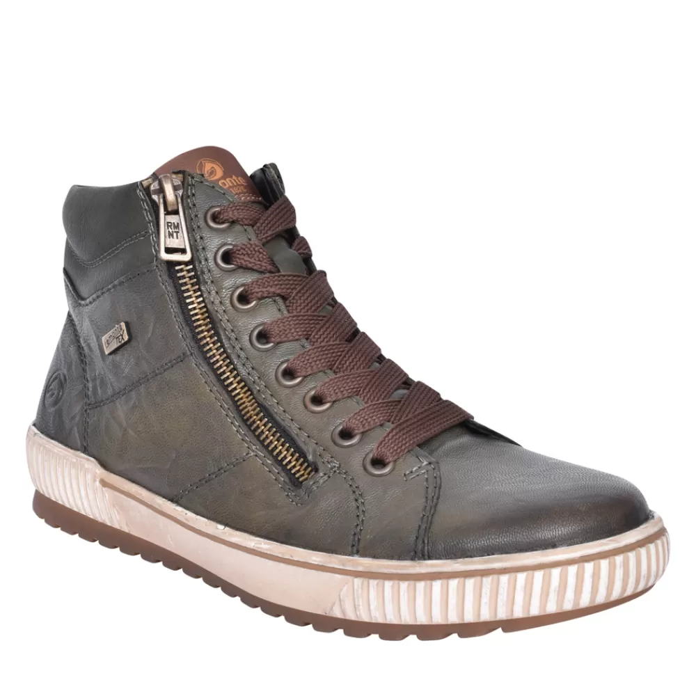 Ladies REMONTE Ladies D0772 Tex Laced Ankle Boot In Green