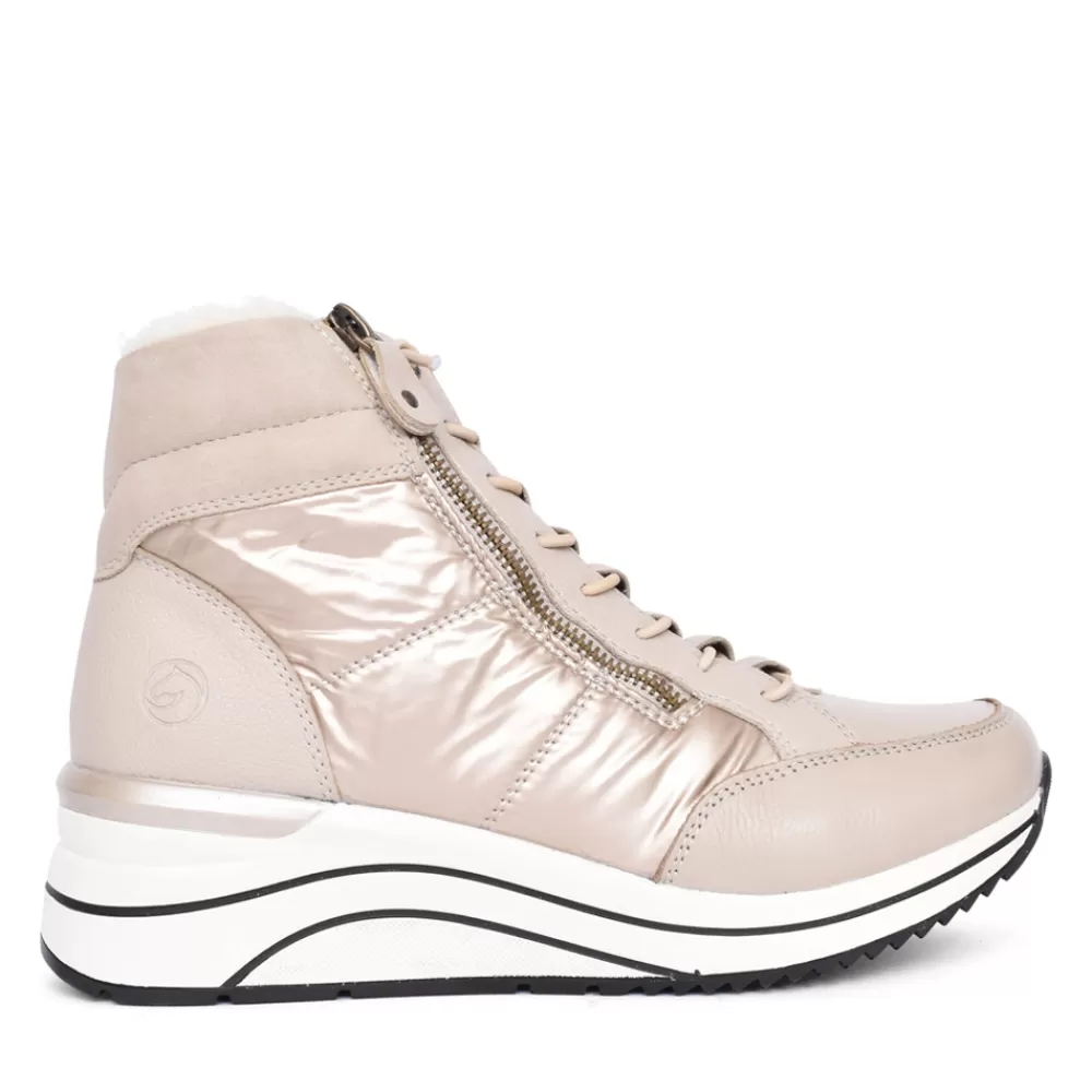 Ladies REMONTE Ladies D0T72 Laced Ankle Boot In Beige