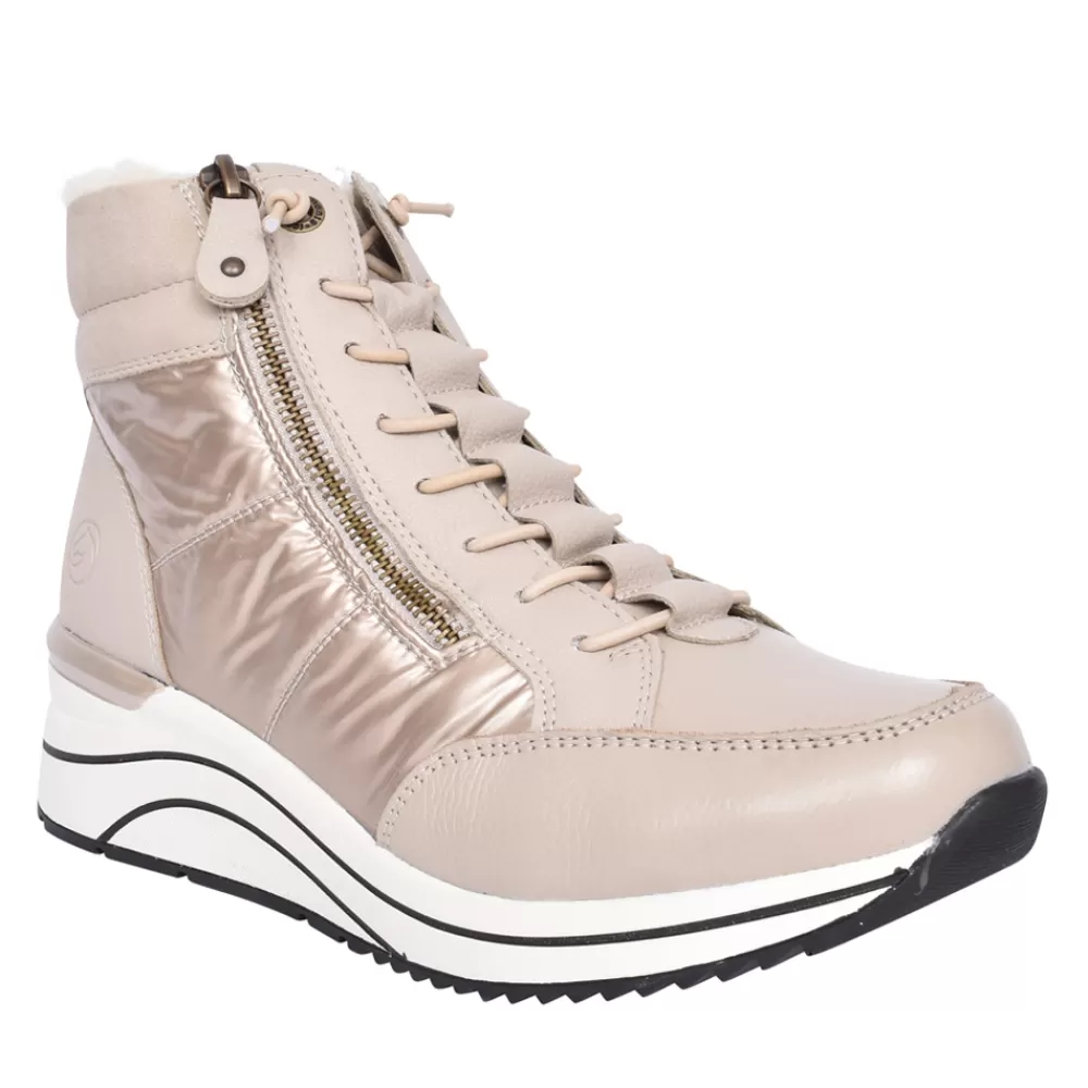 Ladies REMONTE Ladies D0T72 Laced Ankle Boot In Beige