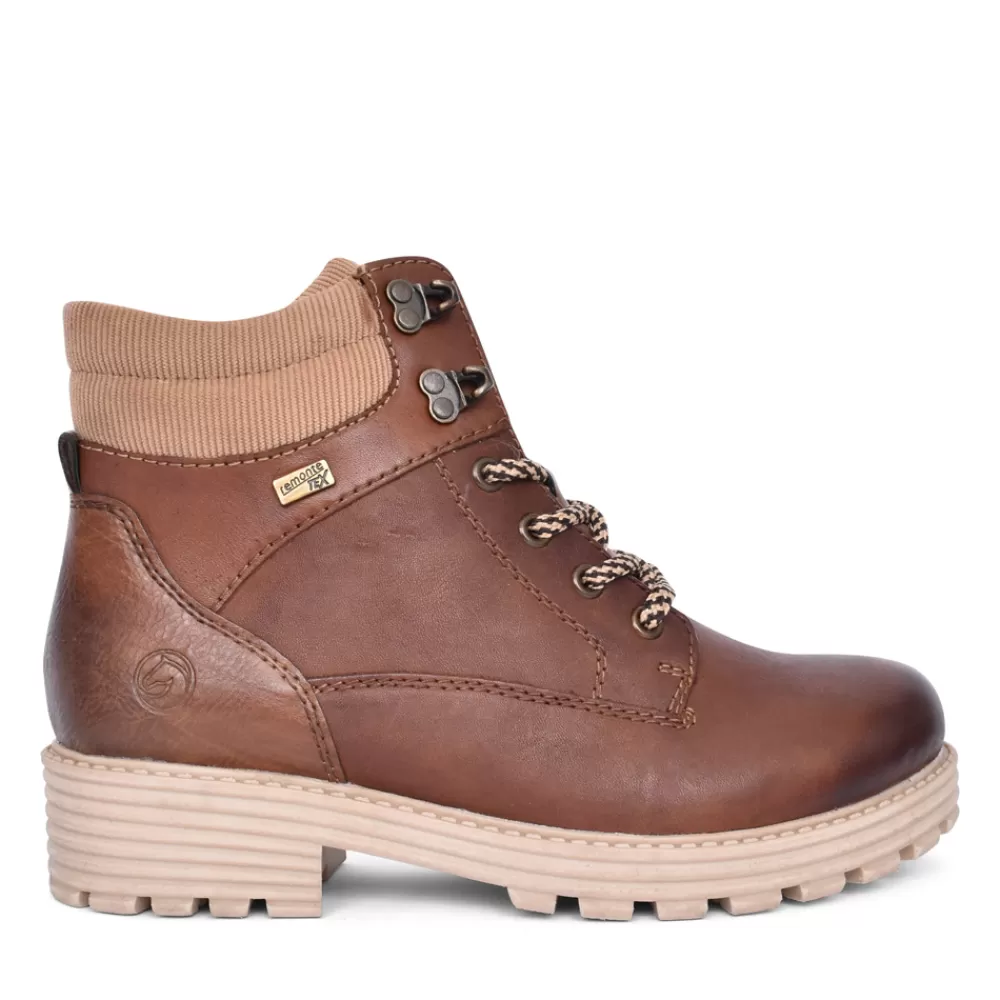 Ladies REMONTE Ladies D0W75 Tex Laced Ankle Boot In Brown