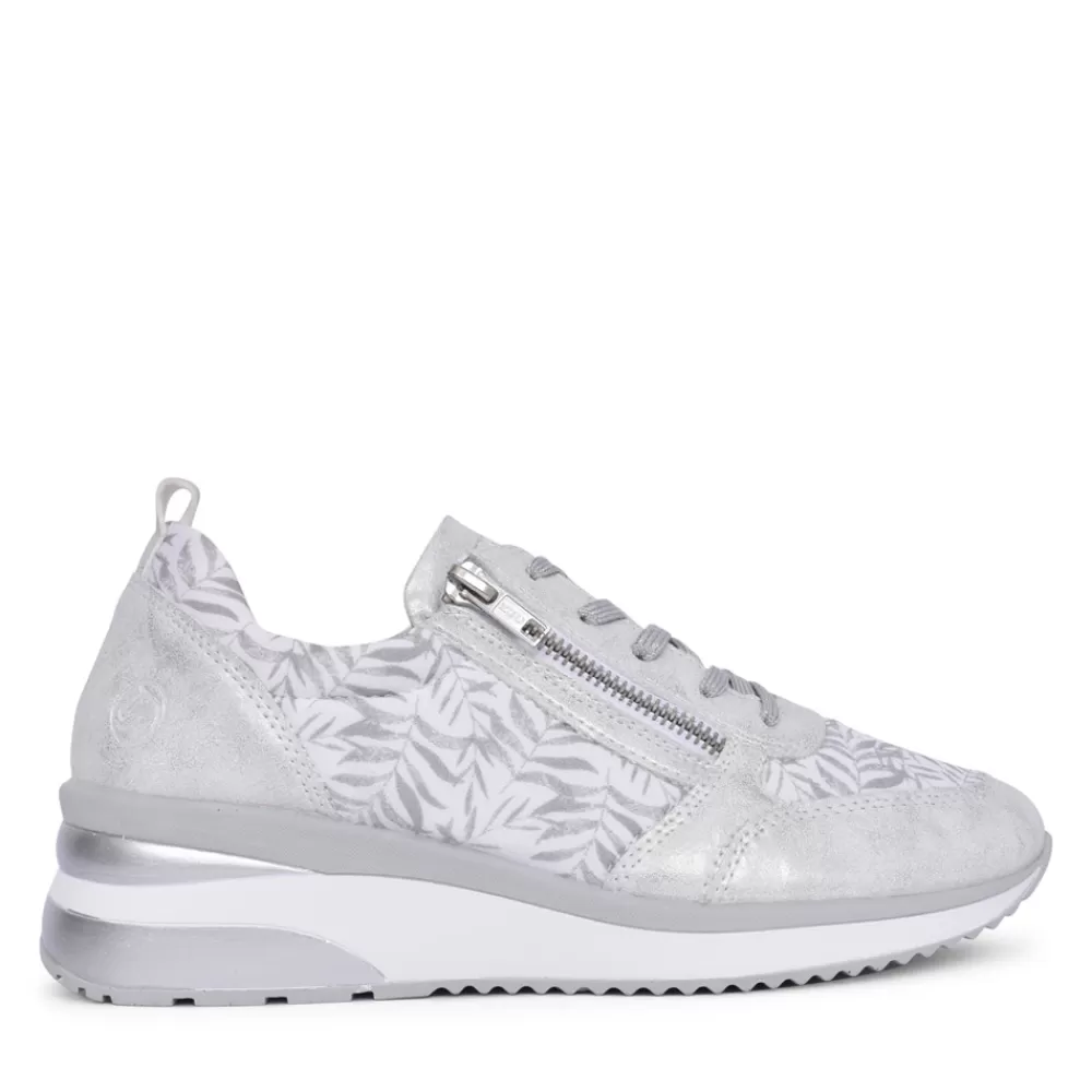 Ladies REMONTE Ladies D2401 Laced Wedge Trainer In Silver