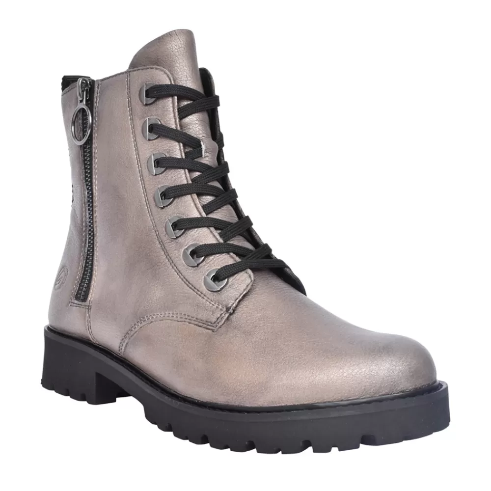 Ladies REMONTE Ladies D8671 Laced Ankle Boot In Metallic