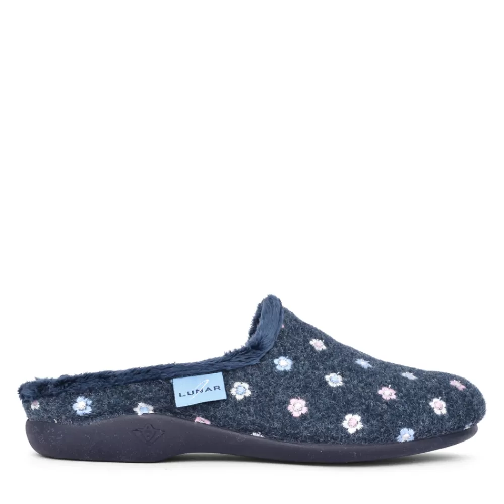 Ladies LUNAR Ladies Dayton Kla179 Mule Slipper In Navy
