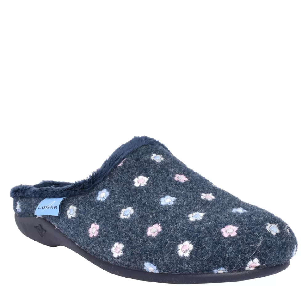 Ladies LUNAR Ladies Dayton Kla179 Mule Slipper In Navy
