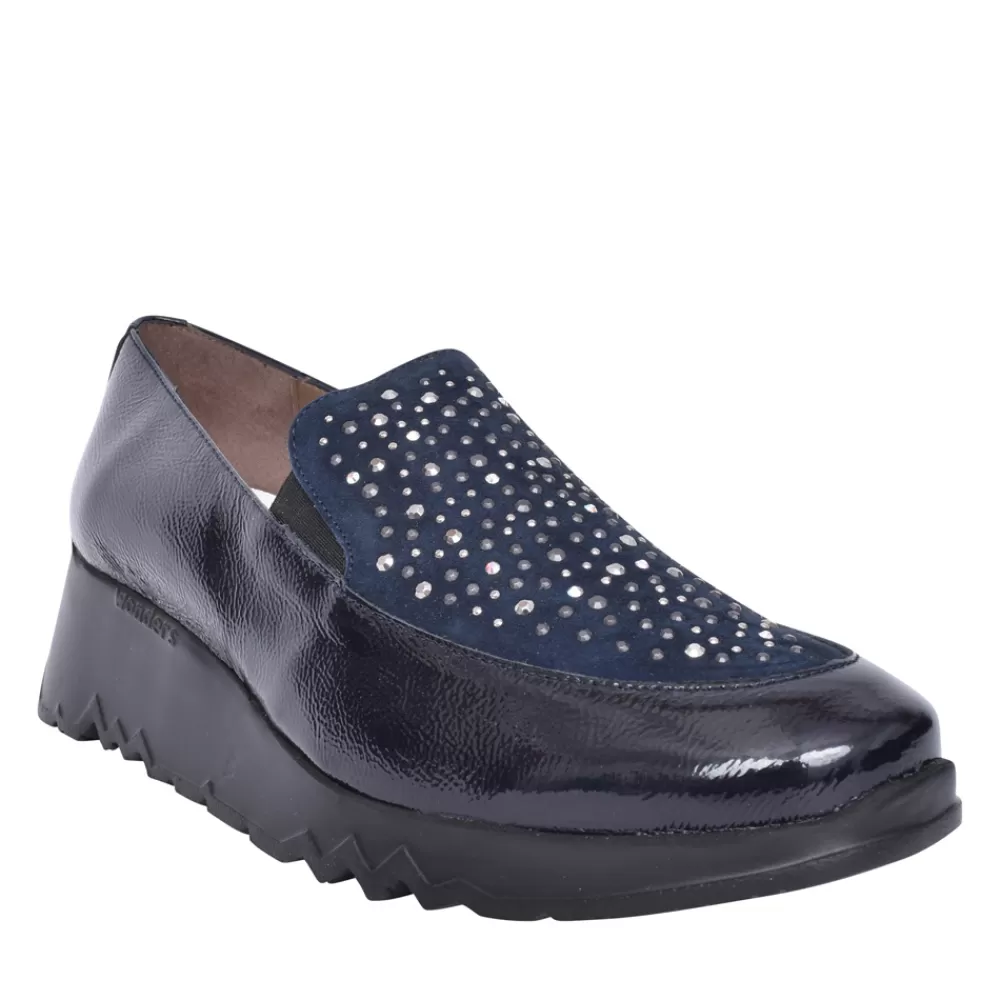 Ladies WONDERS Ladies E-6733 Wedge Slip-On Shoe In Blue