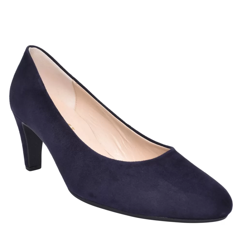 Ladies GABOR Ladies Edina 410 Medium Heel Court Shoe In Navy