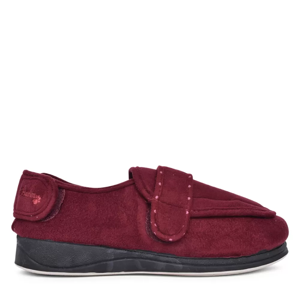 Ladies PADDERS Ladies Enfold 427W Wide Fit Adjustable Slipper In Burgandy