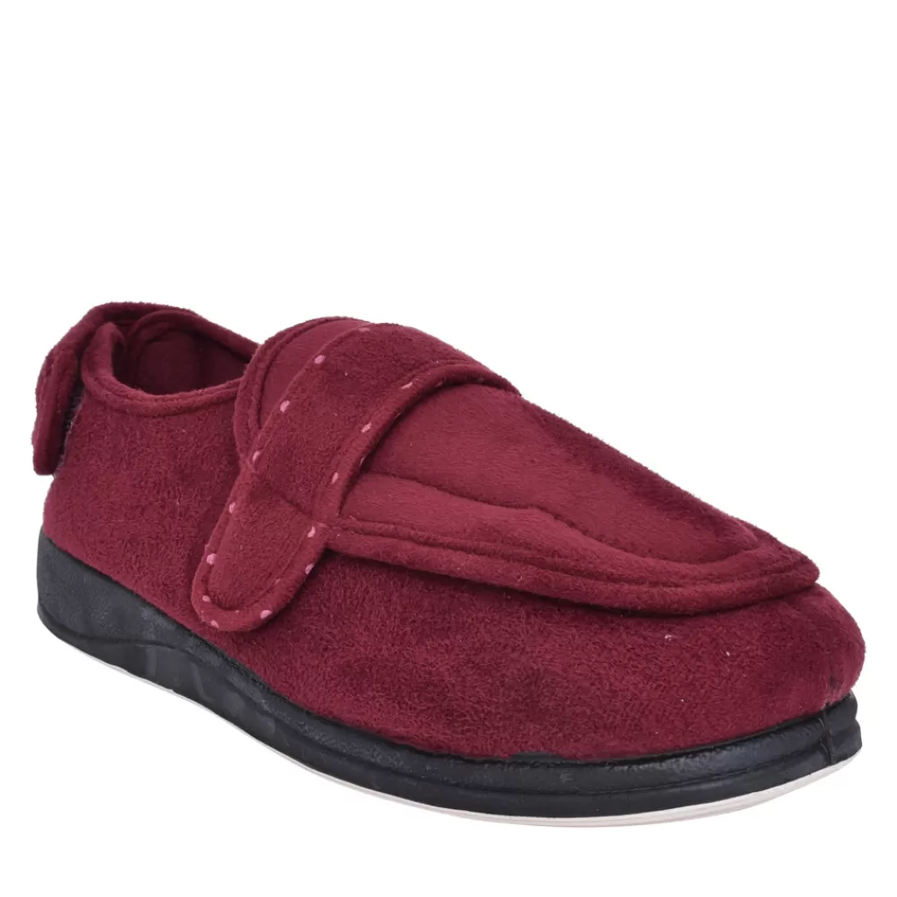 Ladies PADDERS Ladies Enfold 427W Wide Fit Adjustable Slipper In Burgandy