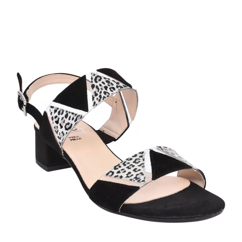 Ladies HB SHOES Ladies F1001 Low Heel T-Bar Sandal In Black