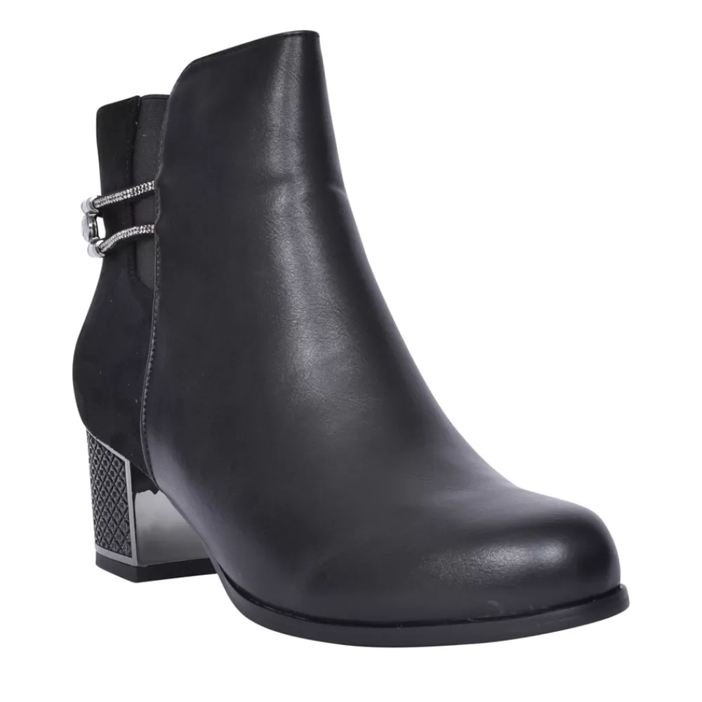 Ladies REDZ Ladies F3925 Block Heel Ankle Boot In Black