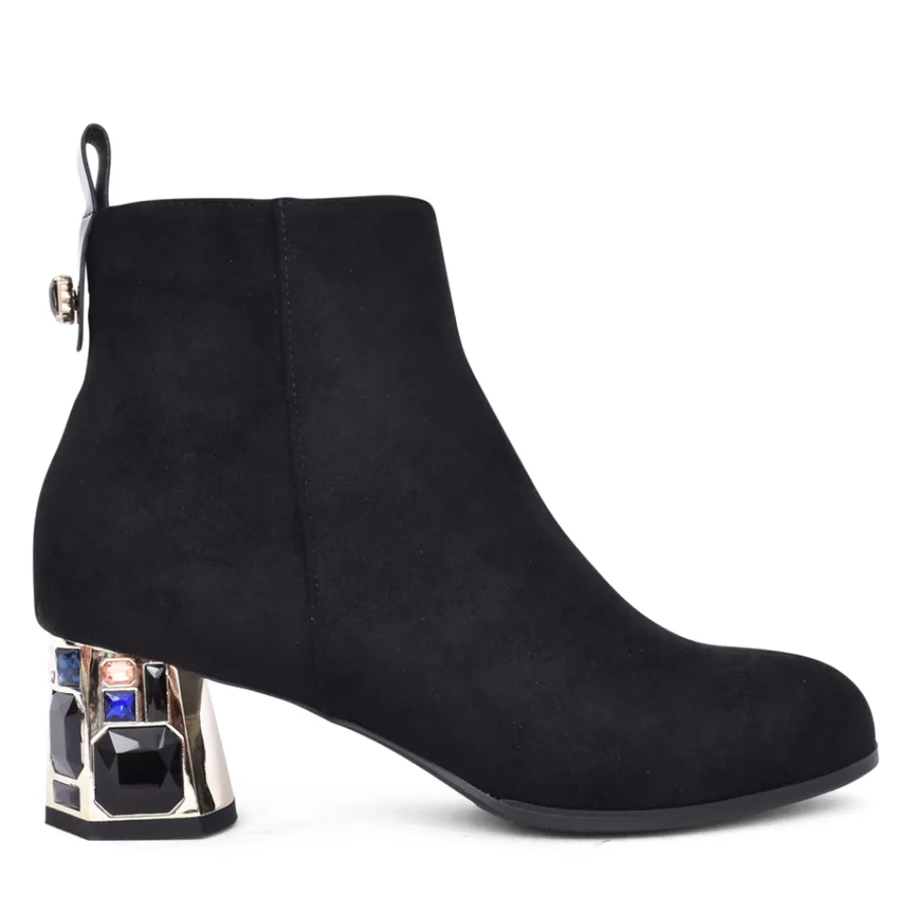 Ladies REDZ Ladies F4116 Block Heel Ankle Boot In Black