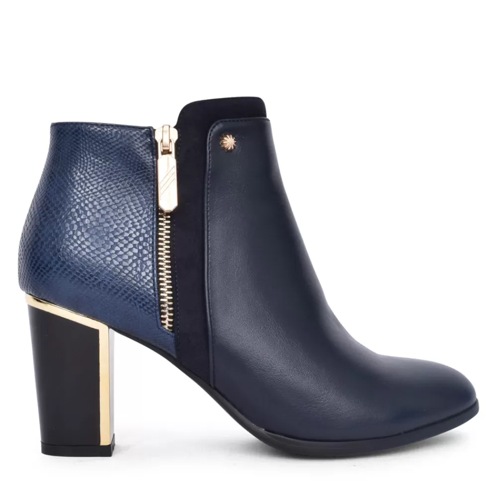 Ladies REDZ Ladies F49 Block Heel Ankle Boot In Navy