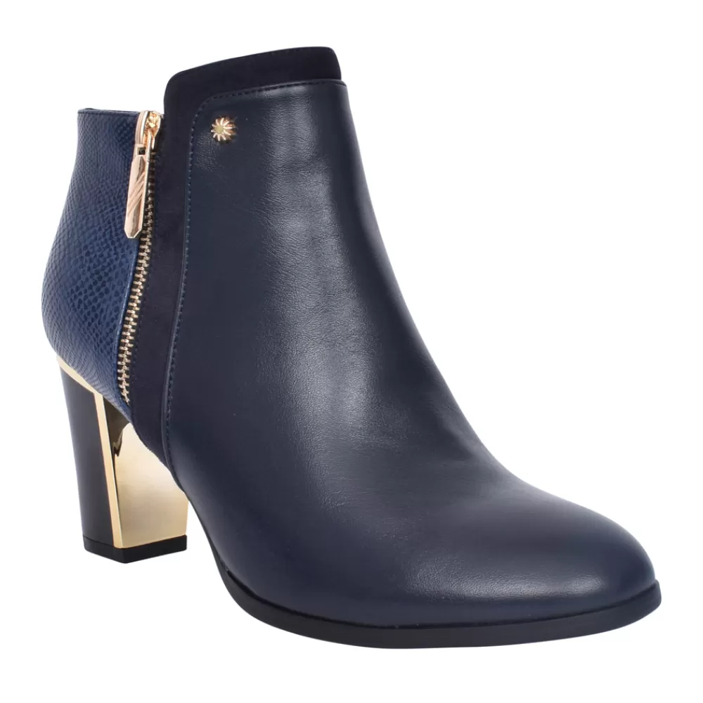 Ladies REDZ Ladies F49 Block Heel Ankle Boot In Navy