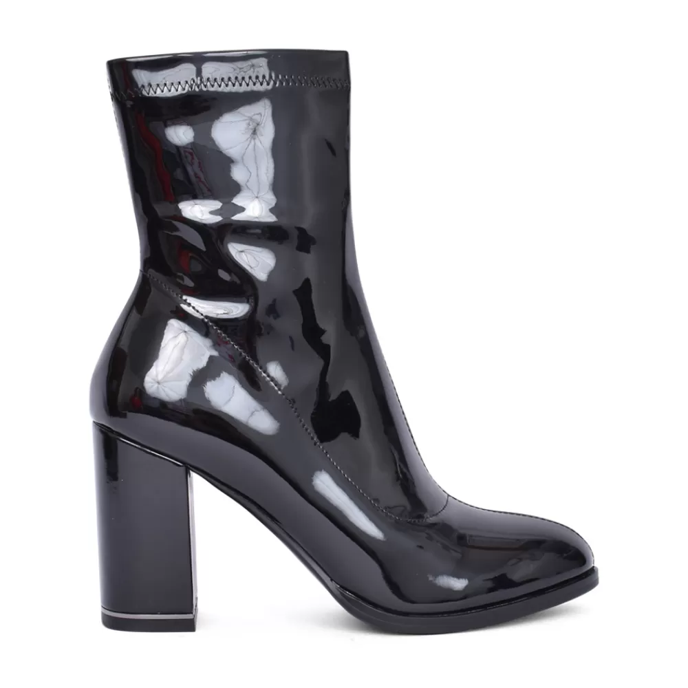 Ladies REDZ Ladies F830 High Heel Calf Boot In Black