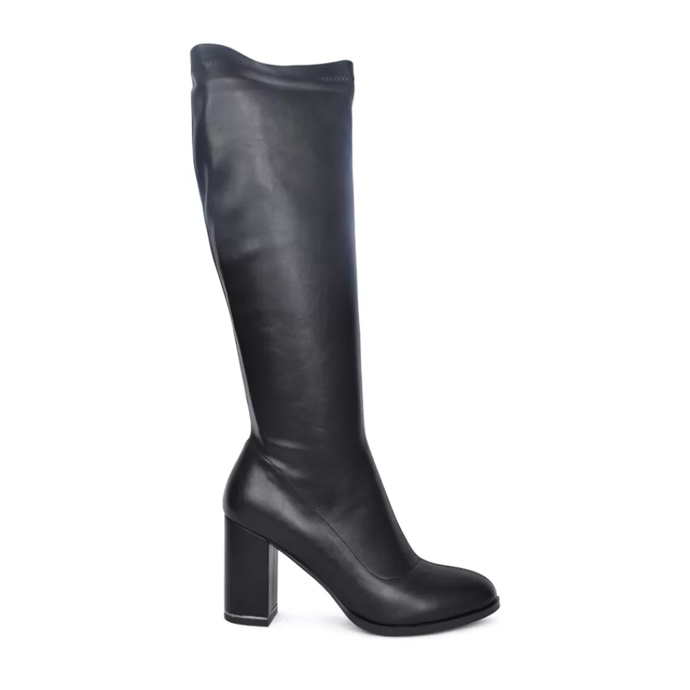 Ladies REDZ Ladies F831 High Heel Long Leg Boot In Black