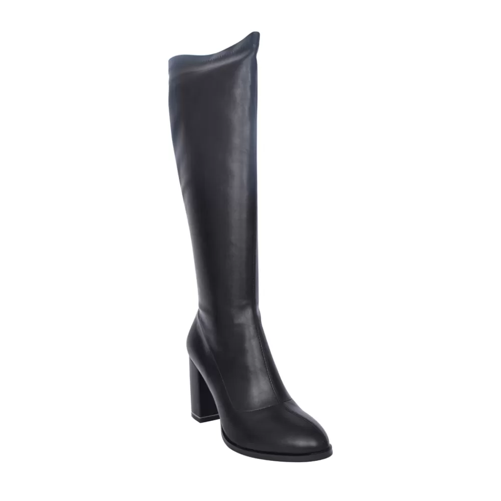 Ladies REDZ Ladies F831 High Heel Long Leg Boot In Black