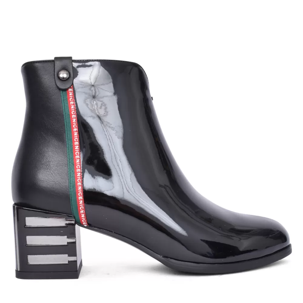 Ladies REDZ Ladies F888 Block Heel Ankle Boot In Black