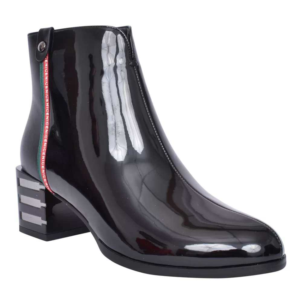 Ladies REDZ Ladies F888 Block Heel Ankle Boot In Black