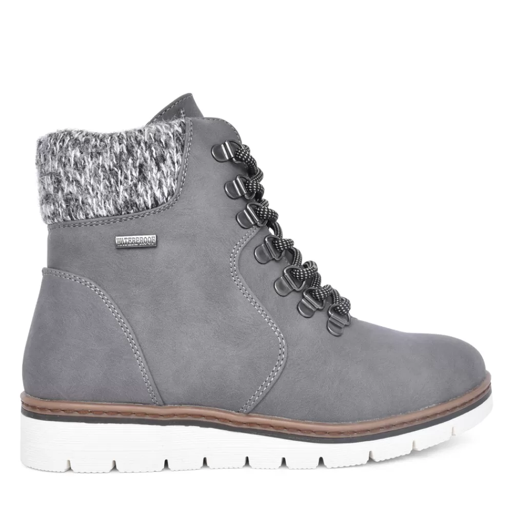 Ladies LUNAR Ladies Glb112 Wolfsburg Laced Ankle Boot In Grey
