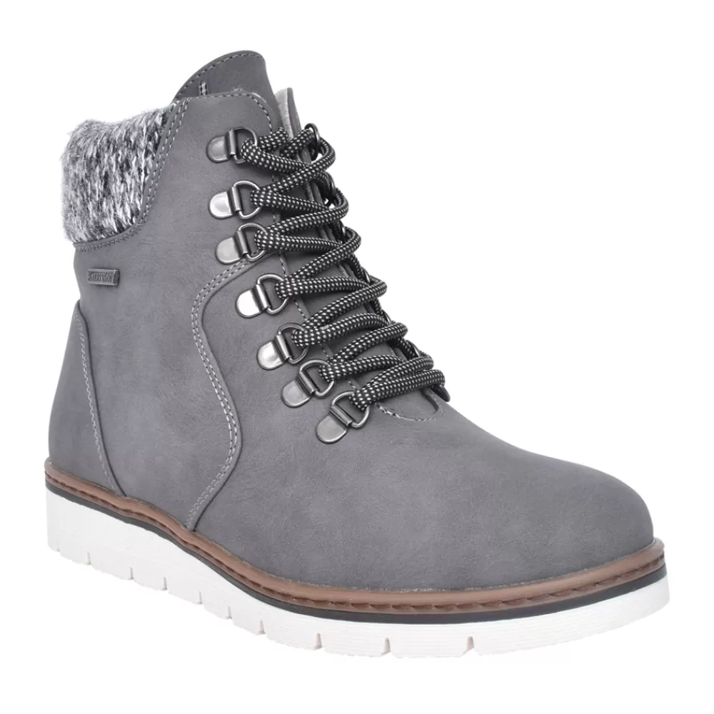 Ladies LUNAR Ladies Glb112 Wolfsburg Laced Ankle Boot In Grey