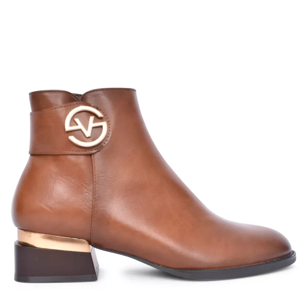 Ladies PATRIZIO COMO Ladies Gonten Low Heel Ankle Boot In Camel