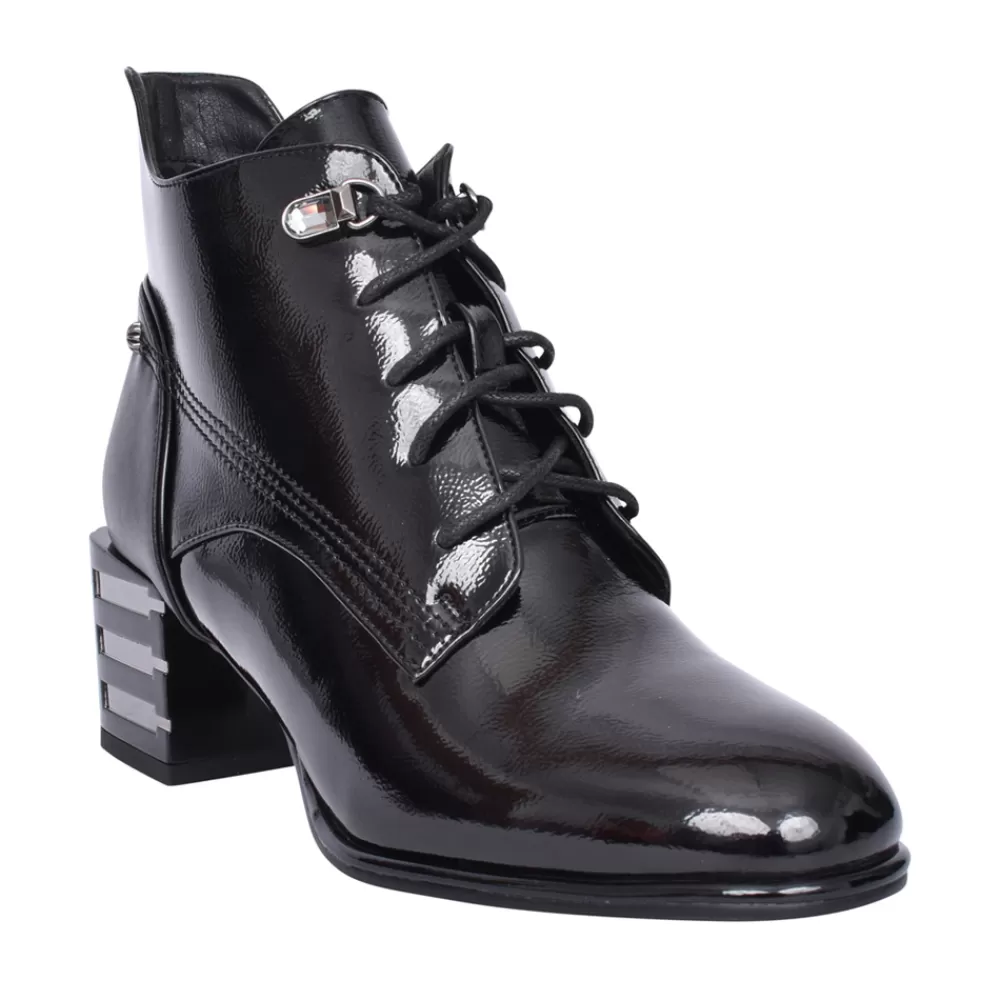 Ladies REDZ Ladies H1002 Block Heel Ankle Boot In Black