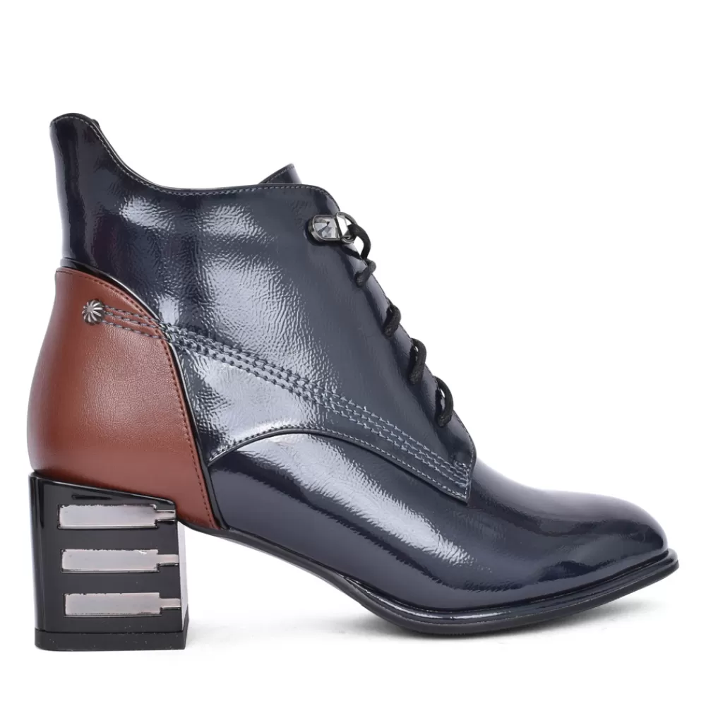Ladies REDZ Ladies H1002 Block Heel Ankle Boot In Navy