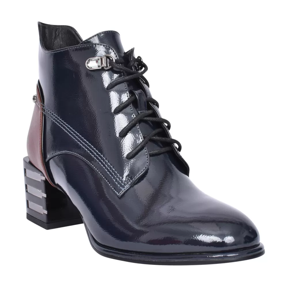 Ladies REDZ Ladies H1002 Block Heel Ankle Boot In Navy