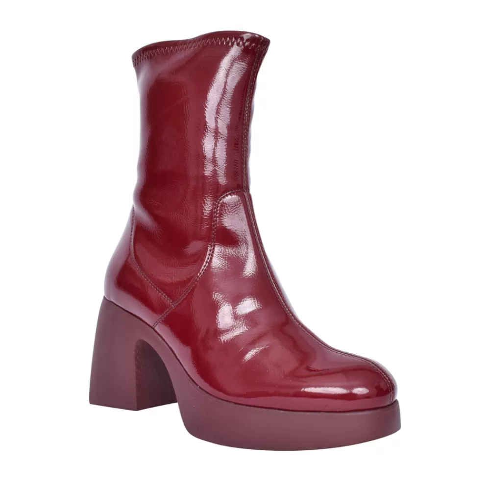 Ladies WONDERS Ladies H-4942 Block Heel Calf Boot In Burgandy