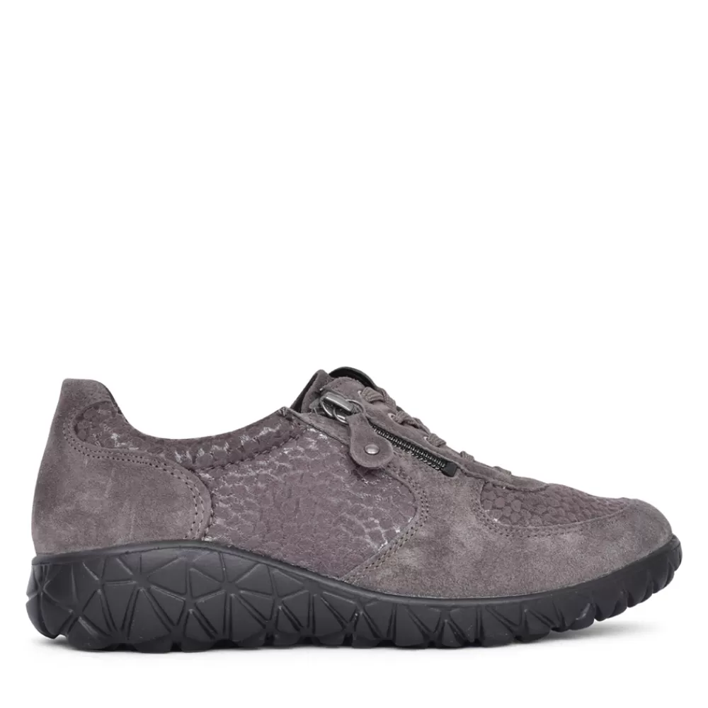 Ladies WALDLAUFER Ladies H89001 Havy Laced Trainer In Grey