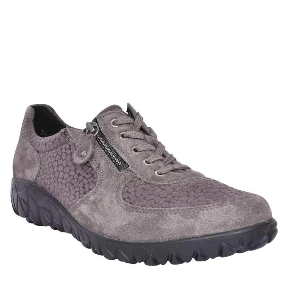 Ladies WALDLAUFER Ladies H89001 Havy Laced Trainer In Grey