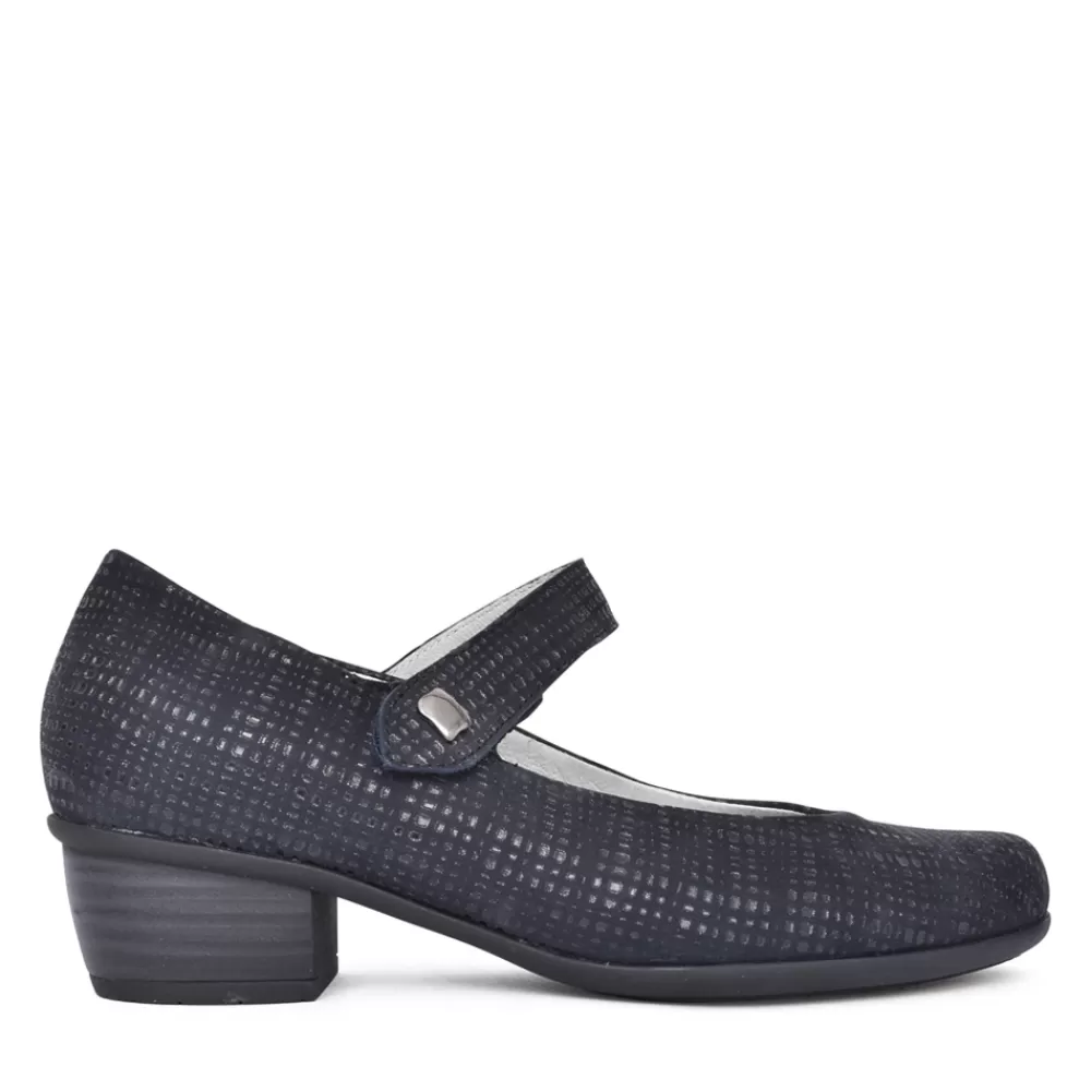 Ladies WALDLAUFER Ladies Haifi 967303 Velcro Shoe In Navy