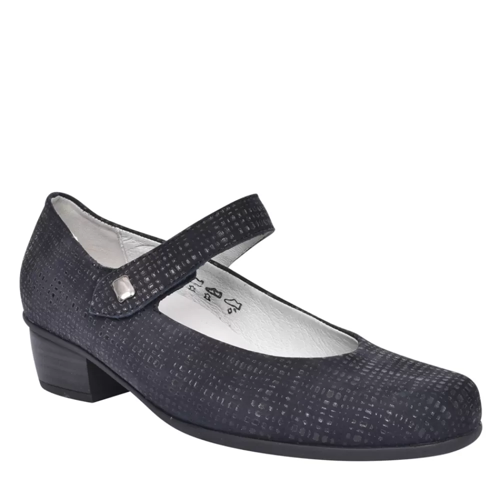 Ladies WALDLAUFER Ladies Haifi 967303 Velcro Shoe In Navy