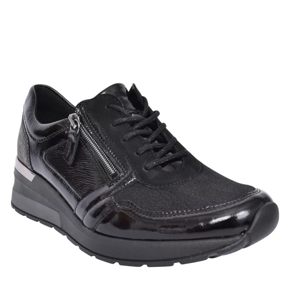Ladies WALDLAUFER Ladies H-Clara 939H01 Laced Trainer In Black Interest