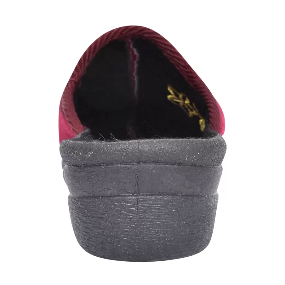 Ladies JO & JOE Ladies Helen Floral Mule Slipper In Burgandy