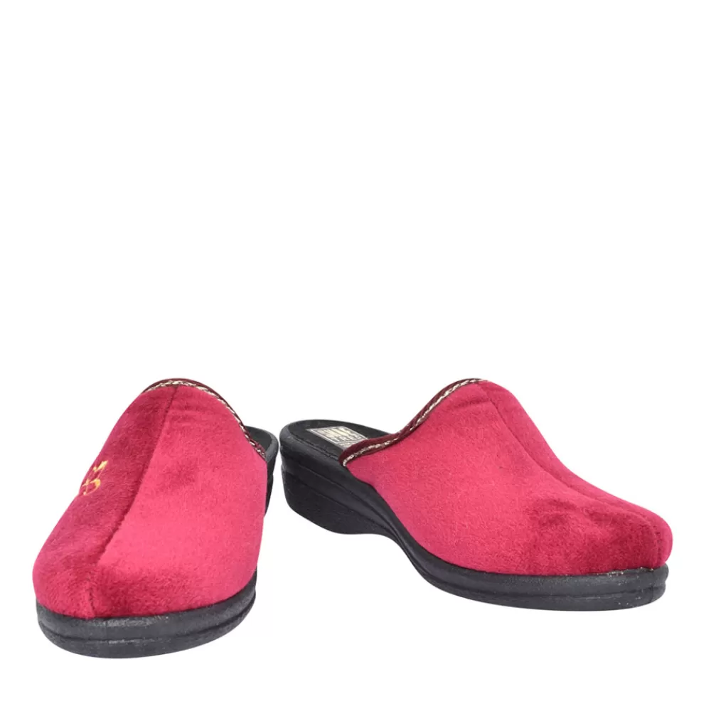 Ladies JO & JOE Ladies Helen Floral Mule Slipper In Burgandy