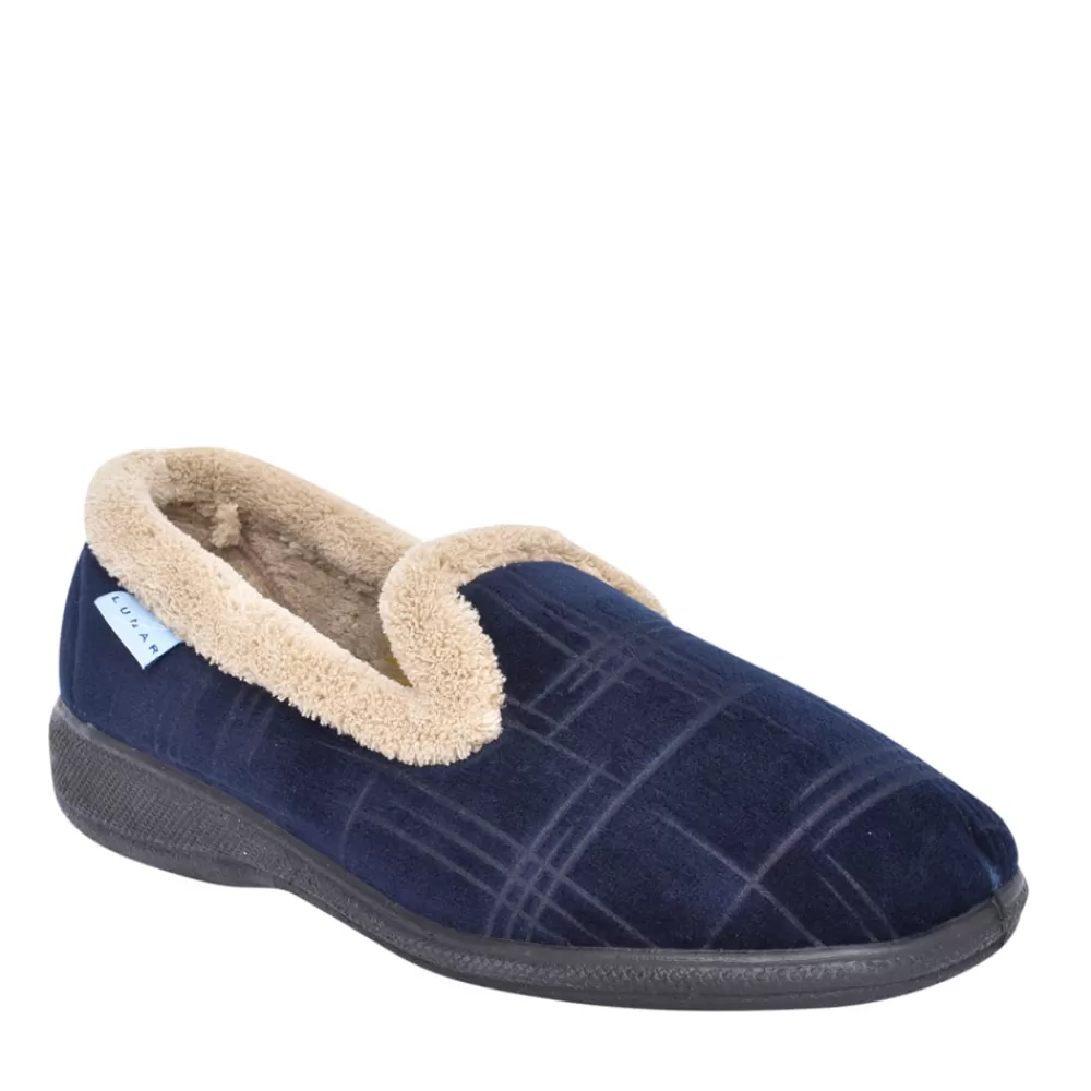 Ladies LUNAR Ladies Holly Kla002 Quilted Slipper In Navy