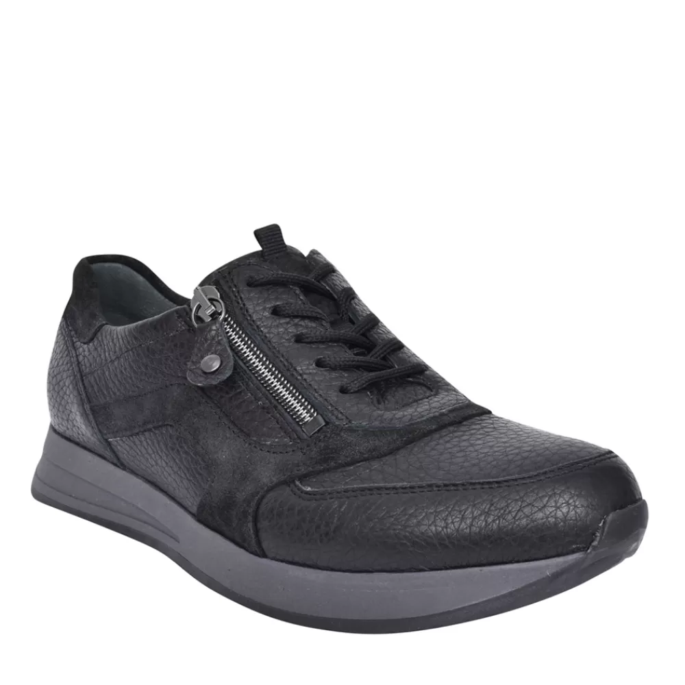 Ladies WALDLAUFER Ladies H-Vicky 752002 Trainer In Blk Leather
