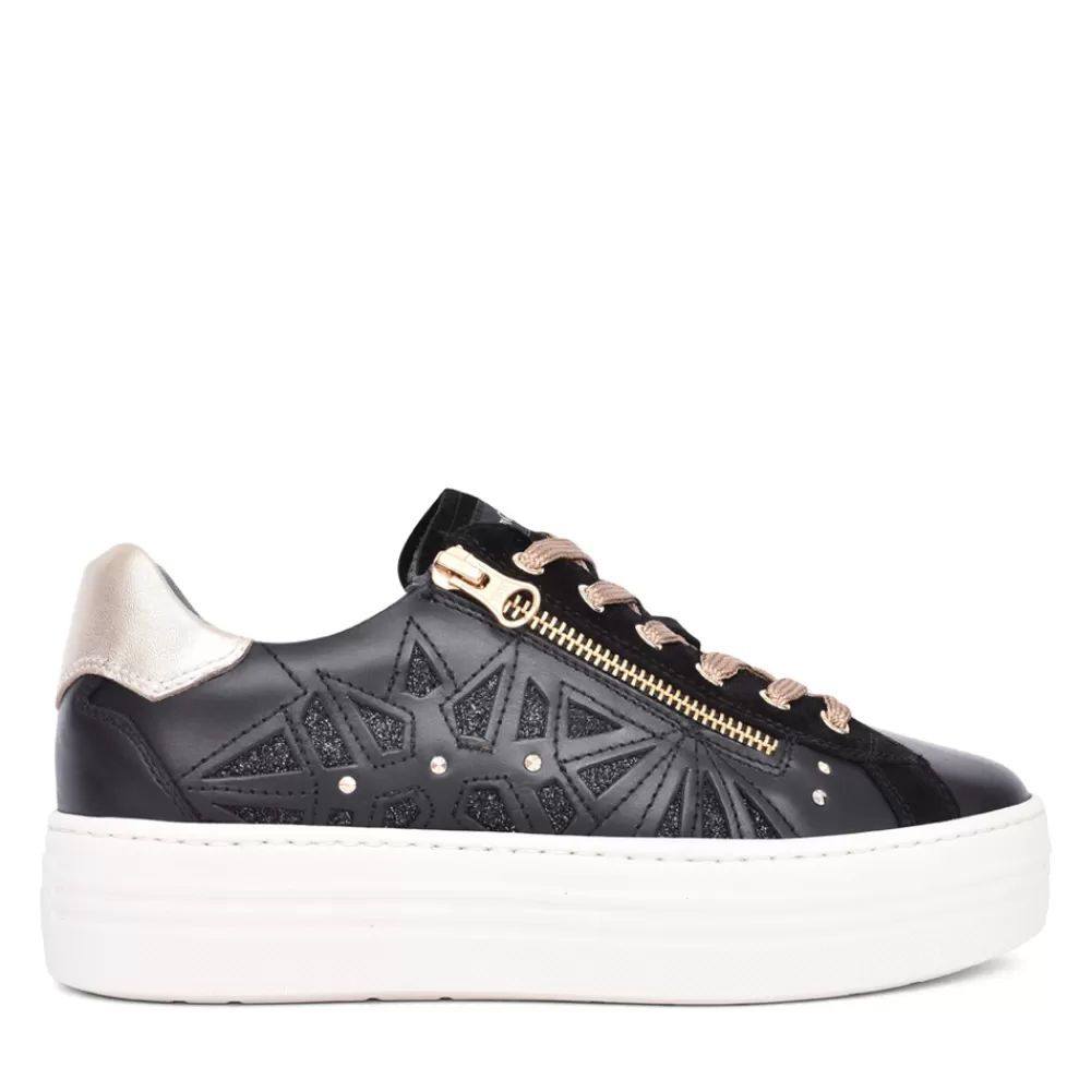 Ladies NEROGIARDINI Ladies I308410D Laced Trainer In Black