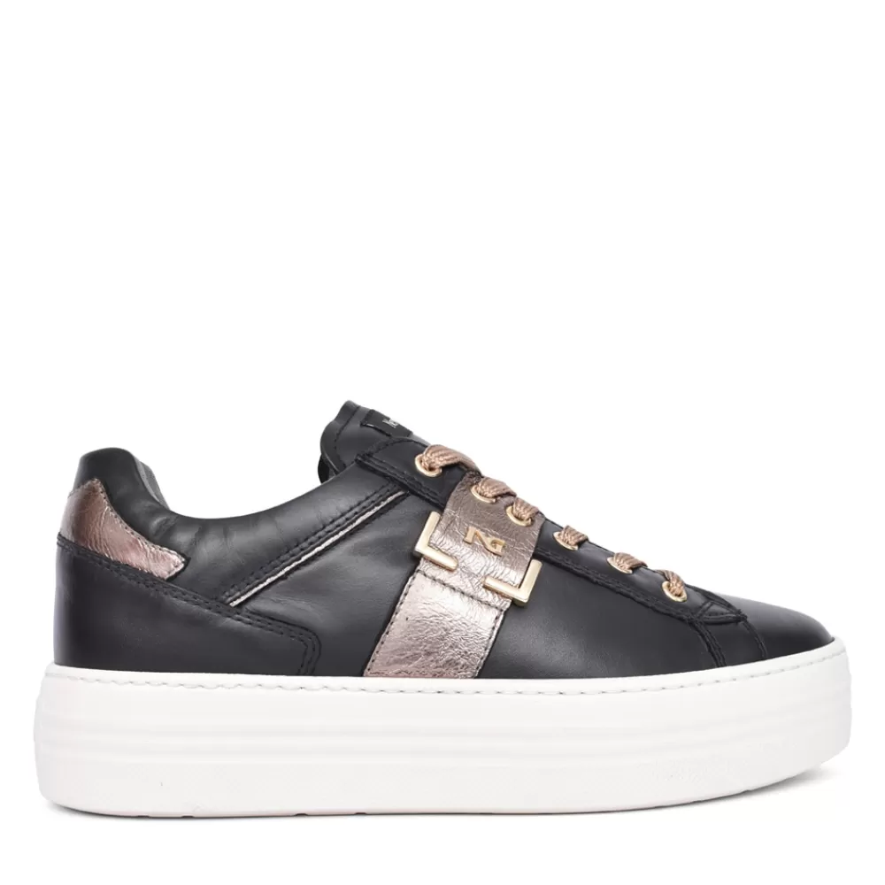 Ladies NEROGIARDINI Ladies I308412D Laced Trainer In Black
