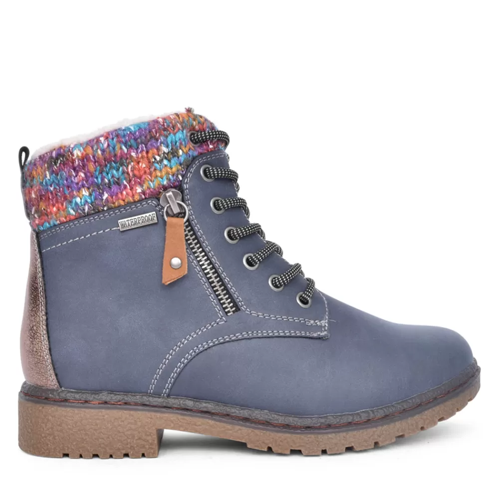 Ladies LUNAR Ladies Jalapeno Glb099 Laced Ankle Boot In Blue