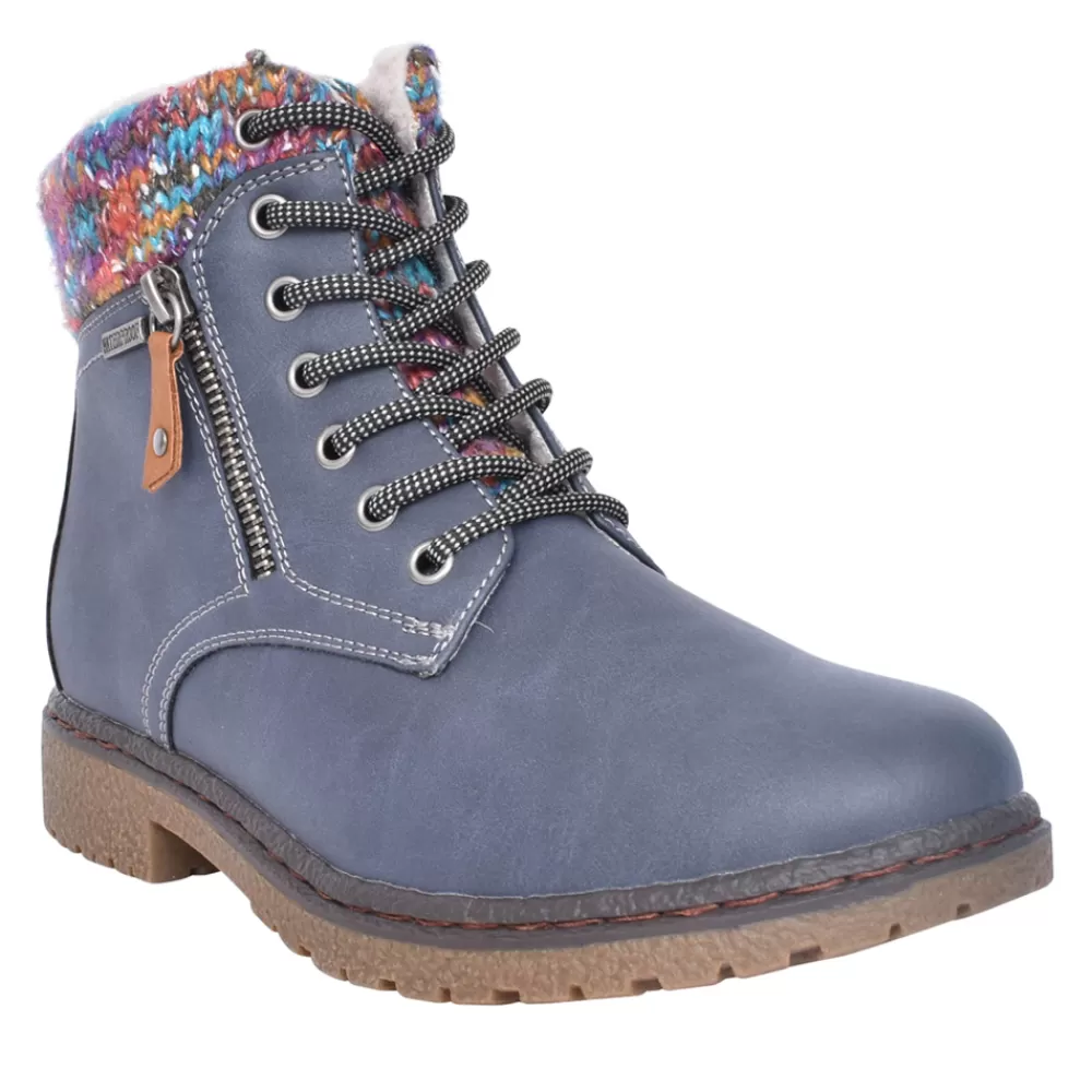 Ladies LUNAR Ladies Jalapeno Glb099 Laced Ankle Boot In Blue