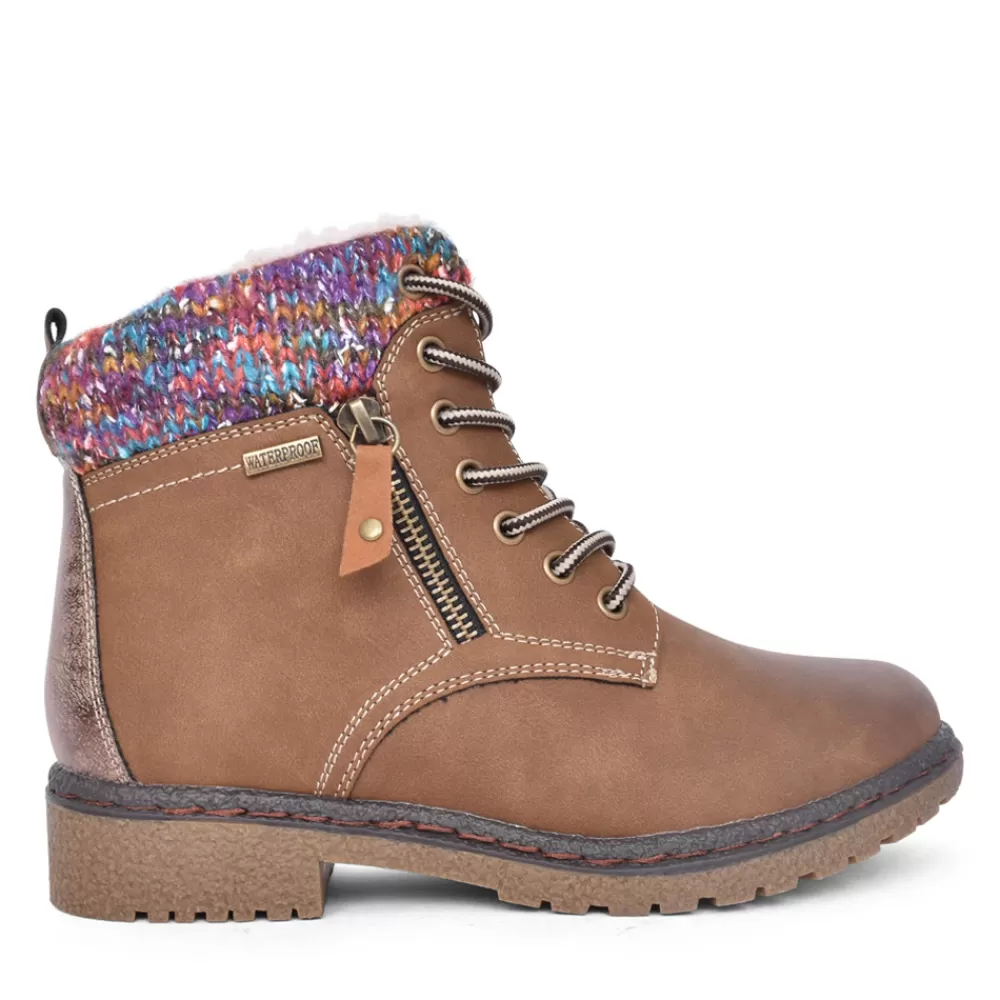 Ladies LUNAR Ladies Jalapeno Glb099 Laced Ankle Boot In Tan