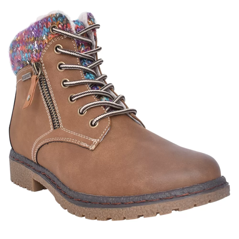 Ladies LUNAR Ladies Jalapeno Glb099 Laced Ankle Boot In Tan
