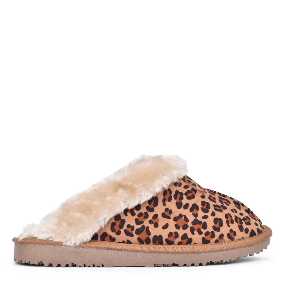 Ladies ELLA Ladies Jill Leopard Mule Slipper In Tan